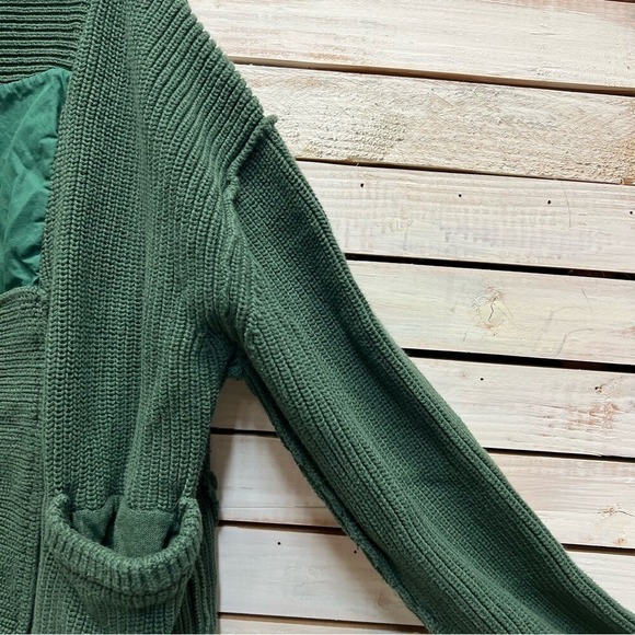 Women's Green Cardigan Sweater - Picture 9 of 10